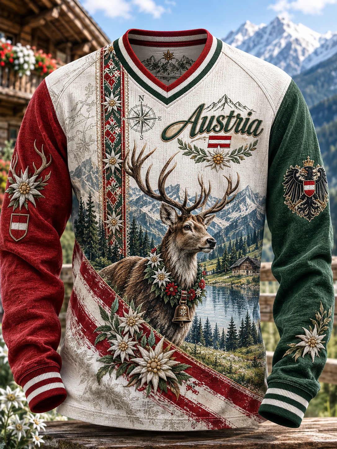 Langarm-T-Shirt der österreich ischen ländlichen Kultur der Männer