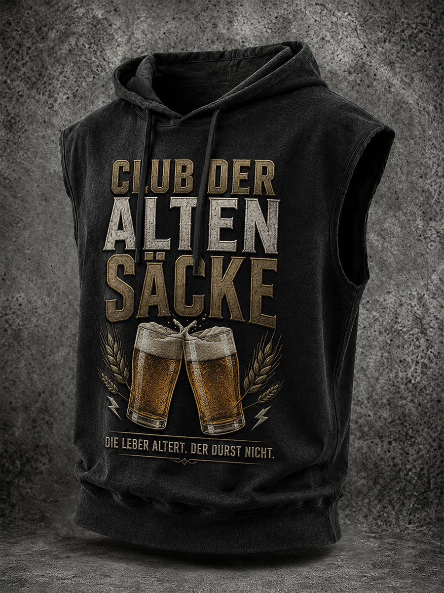 Herren-Sweatshirt mit lustiger Slogan-Print und Ärmel los mit Kapuze