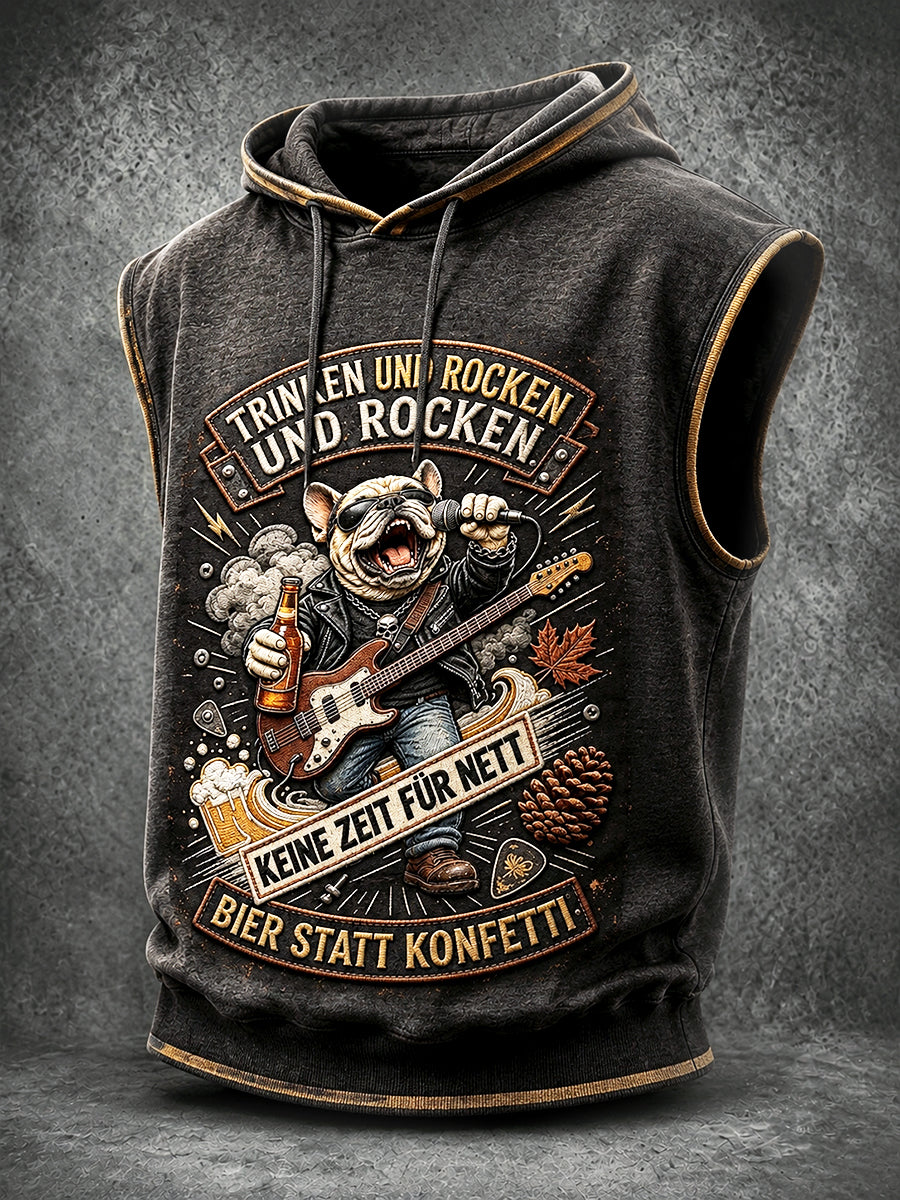 Herren-Deutscher Bier-Rock-Slogan-Druck-lässige Kapuzen weste
