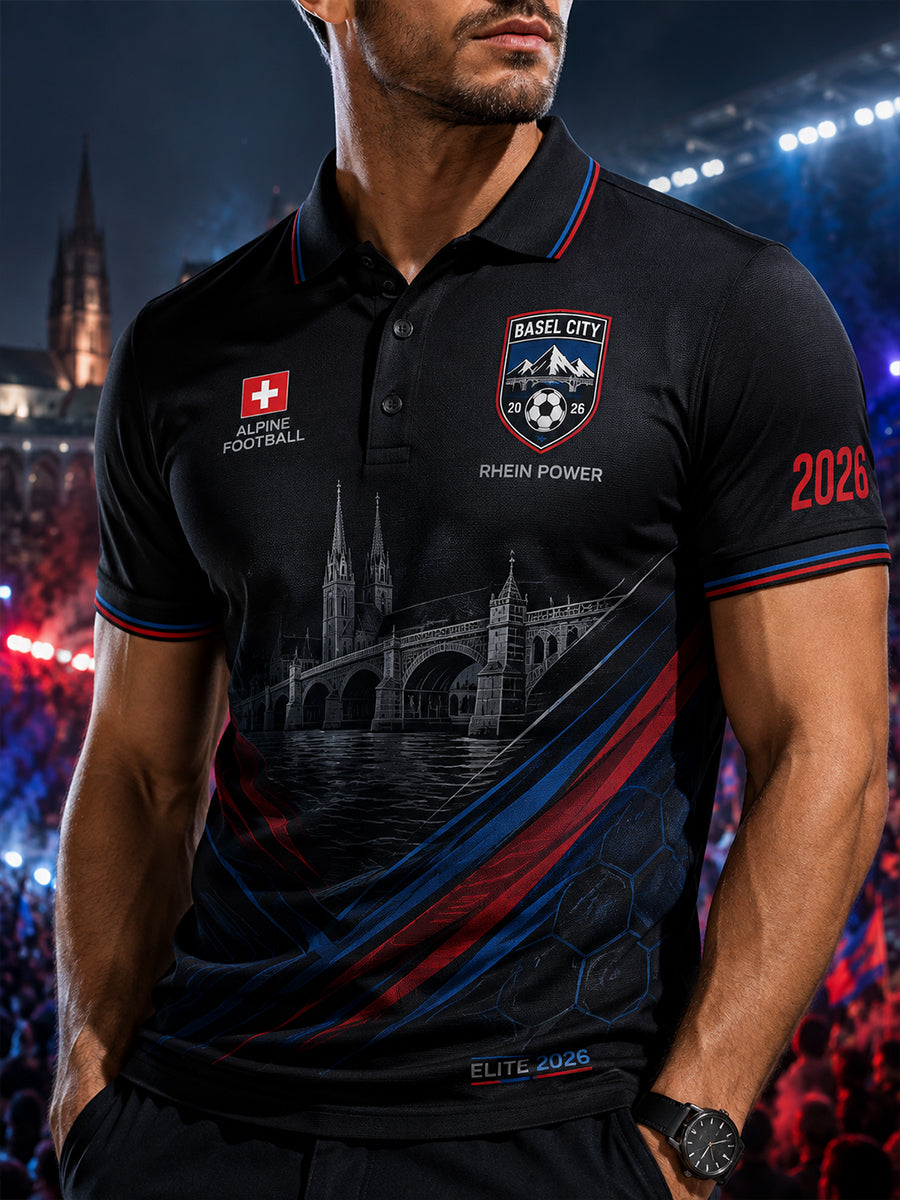 Kurzarm-Polo-Shirt für Männer Fußball-Club-Grafik
