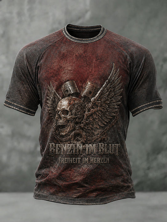Bedrucktes T-Shirt für Herren BENZIN IM BLUT FREIHEIT IM HERZEN