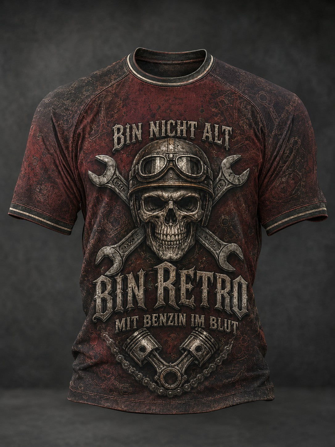 Herren BIN NICHT ALT BIN RETRO MIT BENZIN IM BLUT Bedrucktes T-Shirt