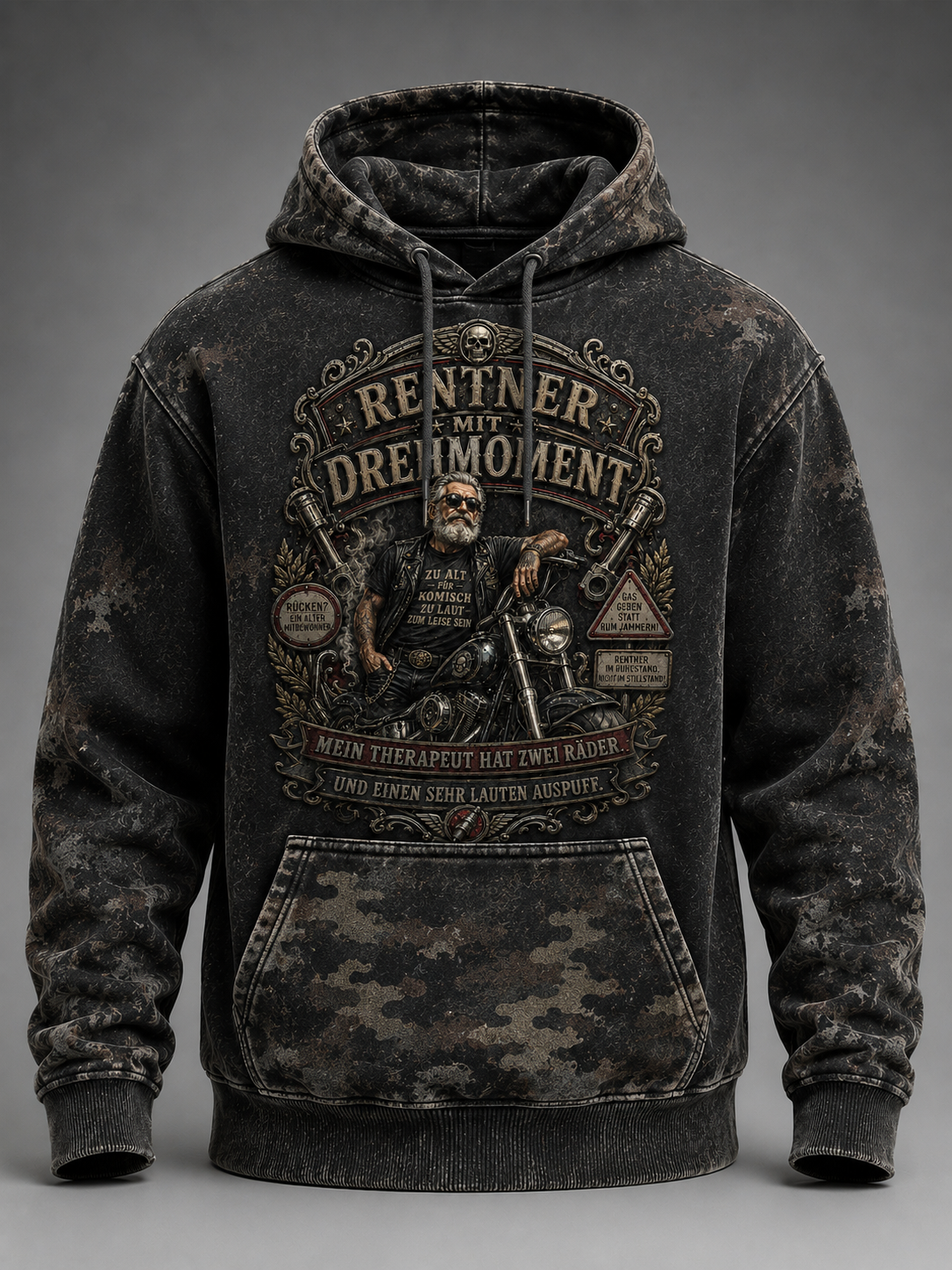 Herren Humorvoller Slogan Übergroßer Schulter-Hoodie mit Taschen