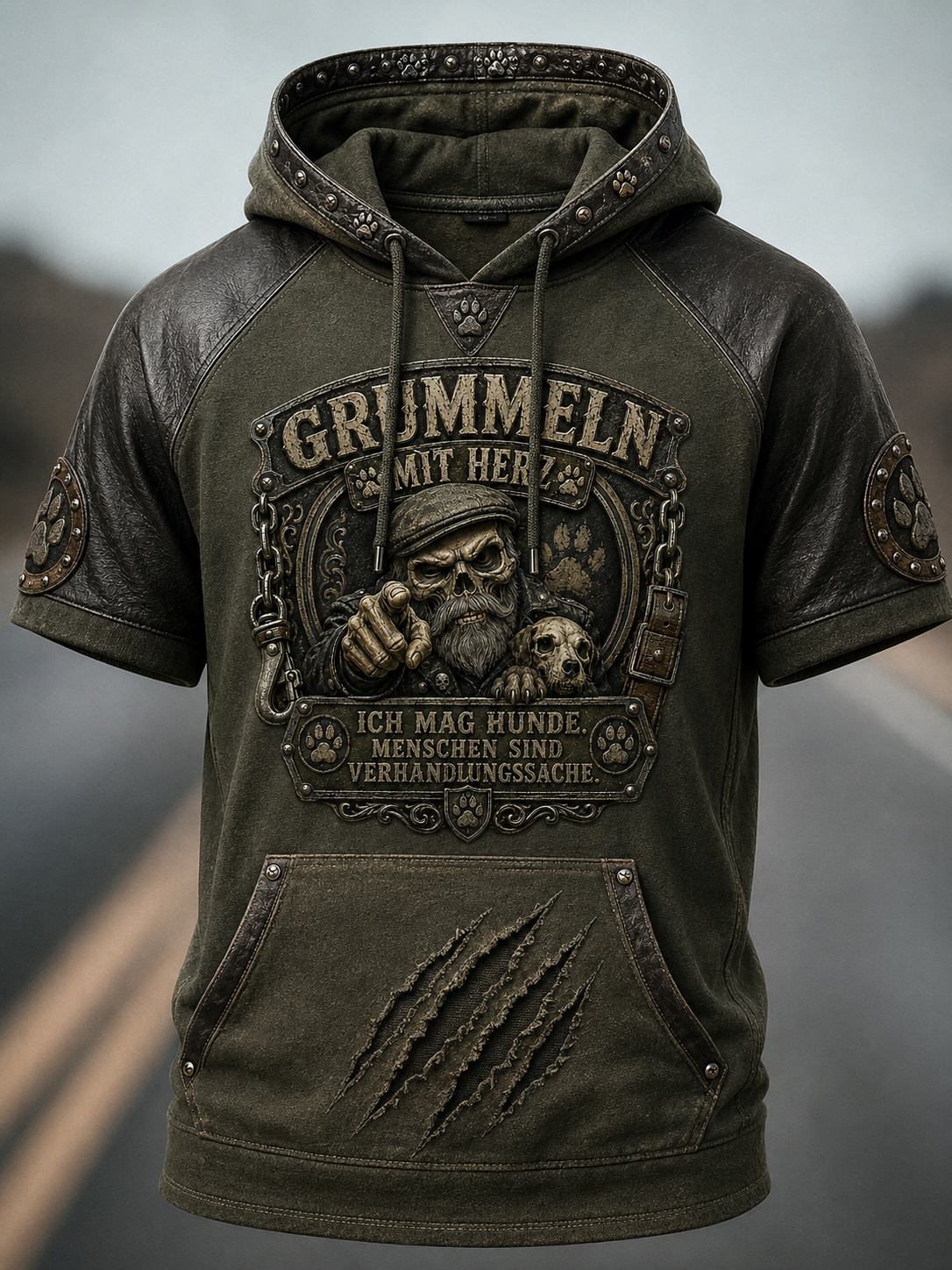 Herren Humorvoller Slogan Lässiger Kurzarm-Hoodie