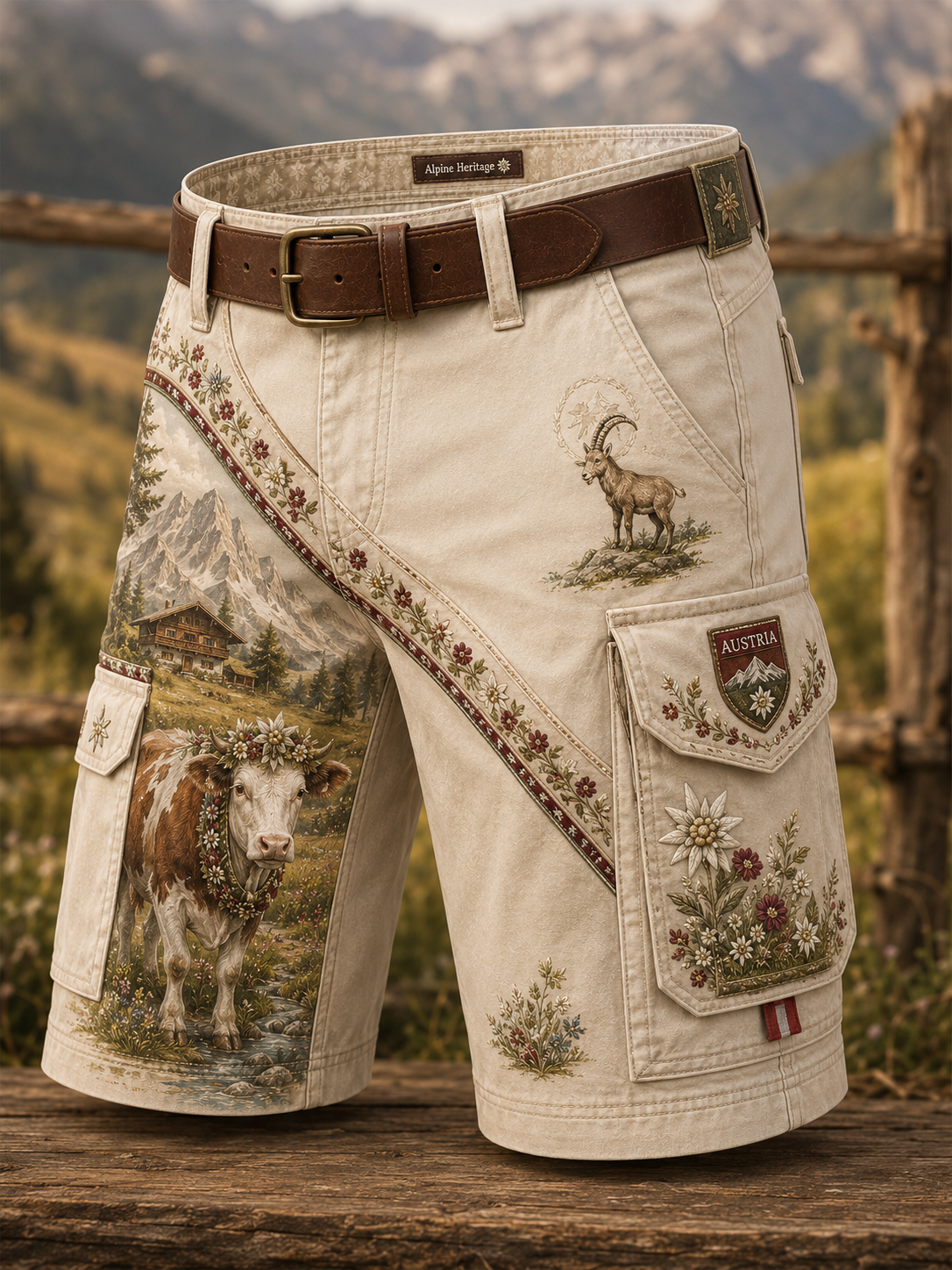 Herren-Shorts im österreichischen Landhausstil mit Cargotaschen
