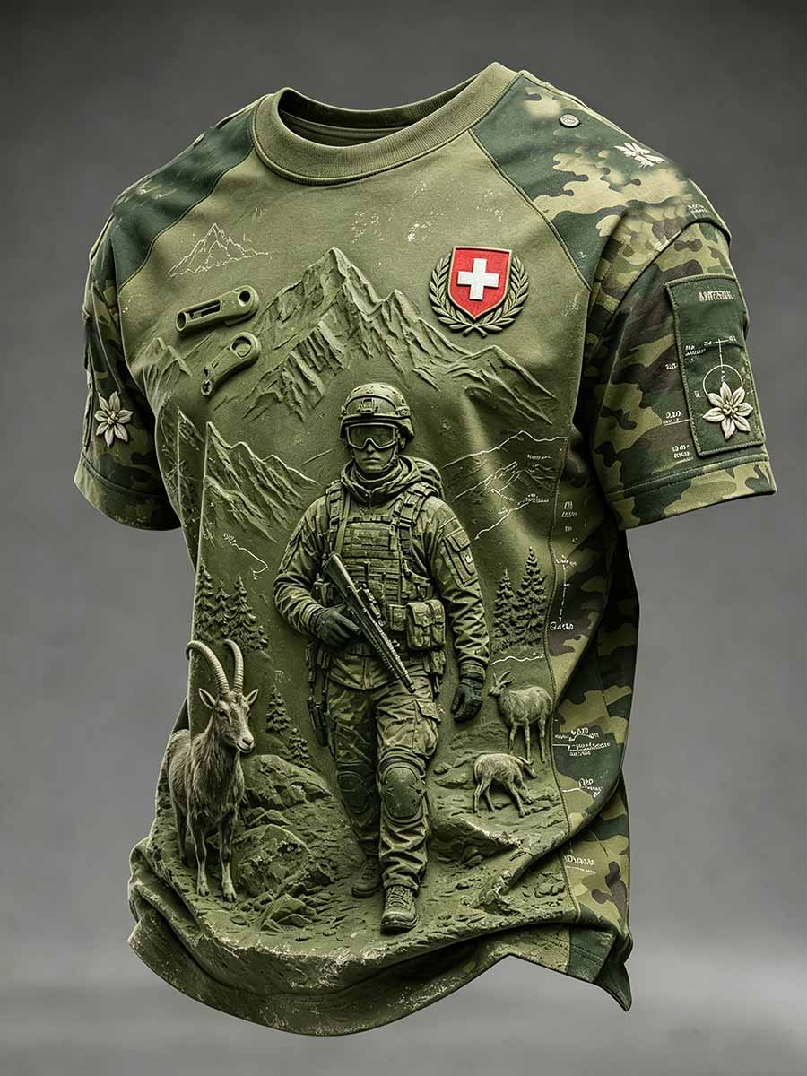 Herren-T-Shirt mit Schweizer Legionsmuster