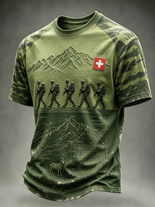 Bedrucktes T-Shirt mit Schweizer Legion muster für Männer