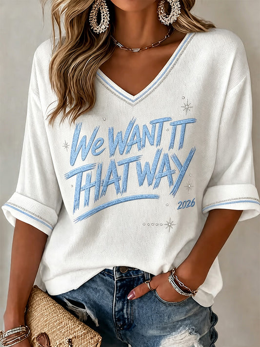 Damen Retro 90er Jahre Musik inspiriert Grafik druck Casual Waffel V-Ausschnitt Top