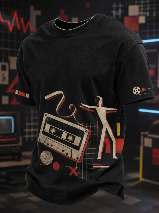Herren Neue Deutsche Welle Bedrucktes T-Shirt