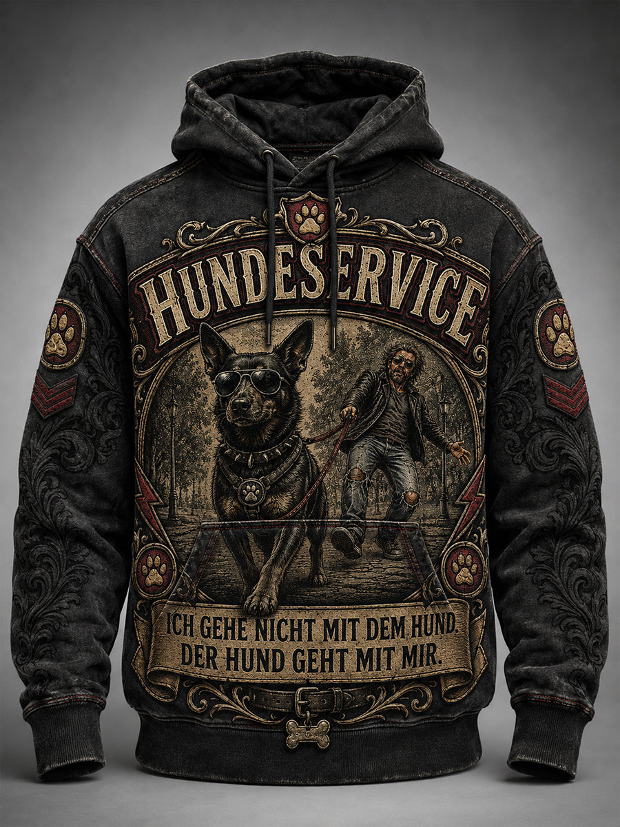 Herren-Hoodie mit witzigem Slogan, übergroß, Drop-Shoulder-Schnitt und Taschen