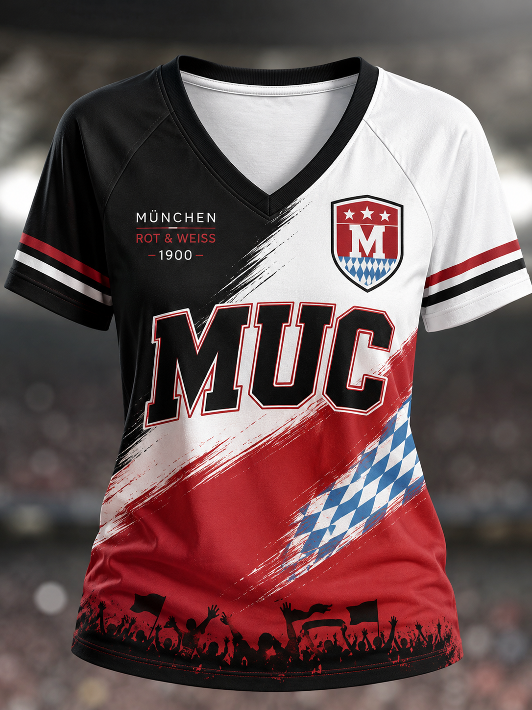 Damen Bayern München V-Ausschnitt schulter frei kurz ärmel iges T-Shirt
