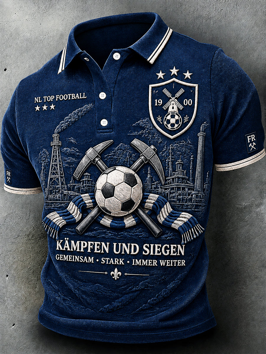 Herren-Poloshirt der deutschen Fußball-Bundesliga mit Schalke-Druck, lässig geschnitten