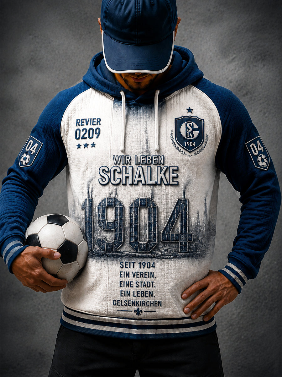 Herren Weiße bundes liga Schalke Fußball druck Casual Kapuzen Sweatshirt