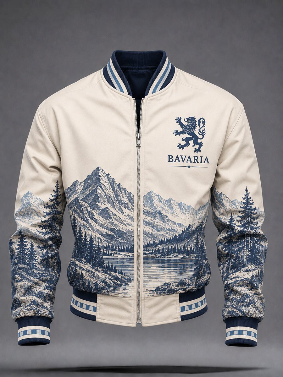 Bedruckte Herren Jacke im deutschen Bavaria-Stil mit Reiß verschluss