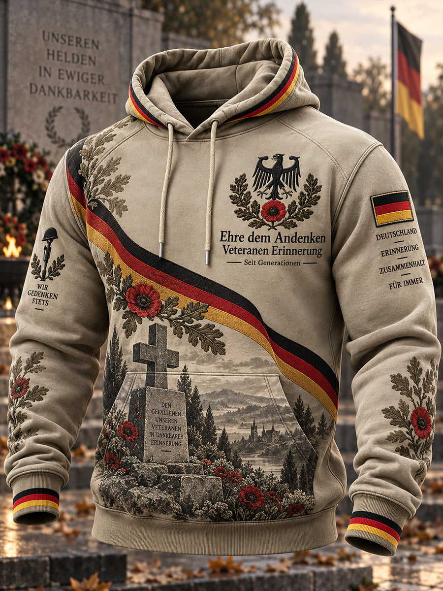 Langarm-Kapuzen pullover für Herren mit Veteranen-Motto