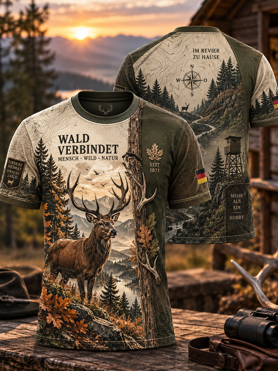 Herren-T-Shirt mit kurzen Ärmeln zur deutschen Jagdsaison