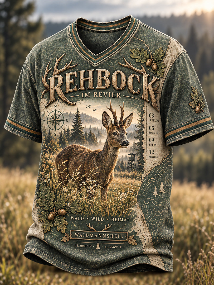 Herren-T-Shirt mit V-Ausschnitt zur deutschen Jagdsaison