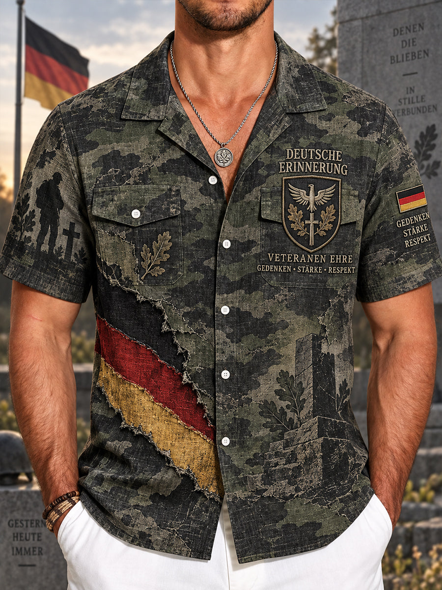 Kurzärmliges Herren hemd mit Veteran Memorial Grafik druck