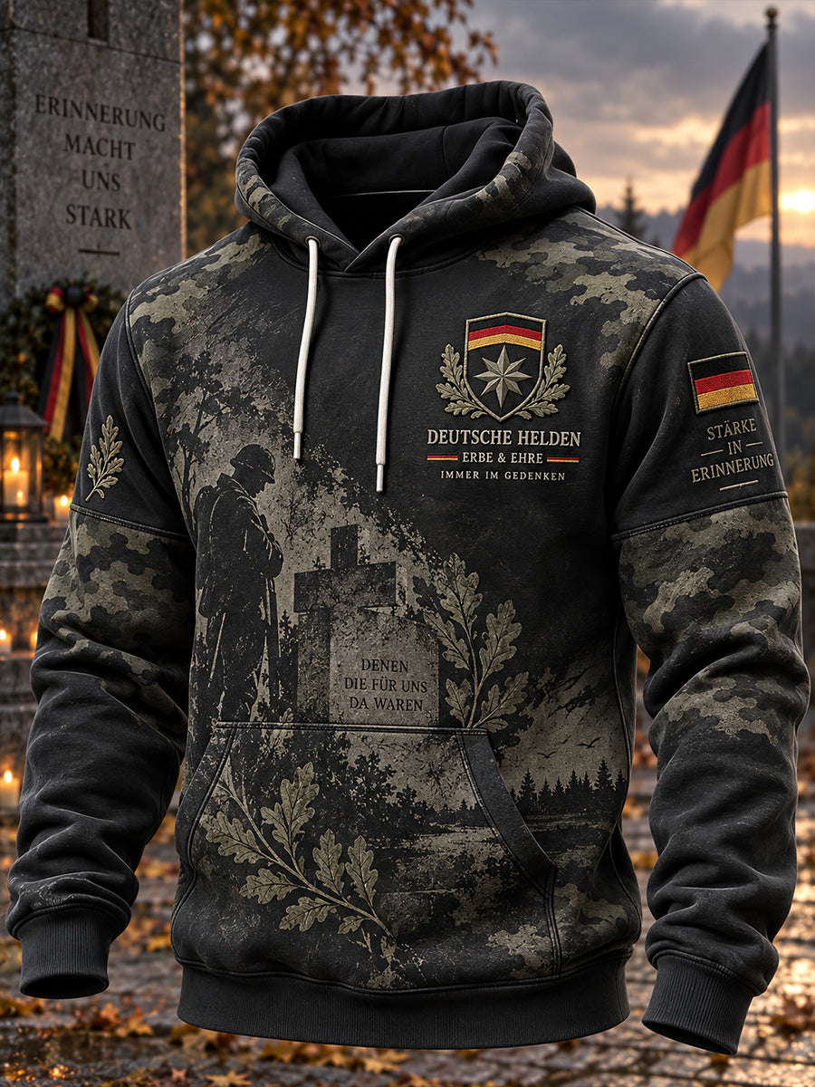 Langärmliges Kapuzen-Sweatshirt für Herren mit Veteran Memorial-Grafik druck