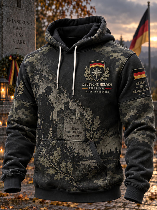 Langärmliges Kapuzen-Sweatshirt für Herren mit Veteran Memorial-Grafik druck