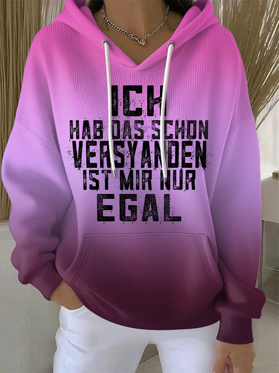 Frauen Lustige Deutsche Slogan Print Hoodie