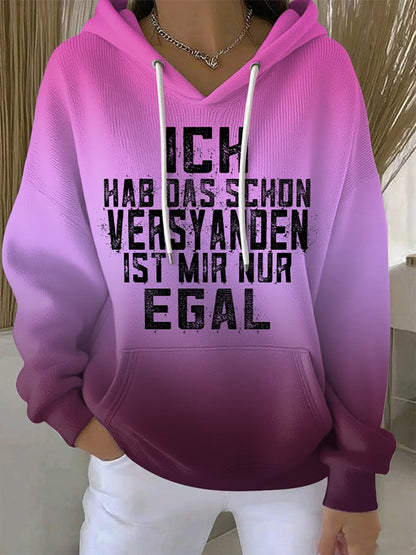 Frauen Lustige Deutsche Slogan Print Hoodie