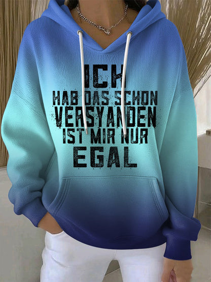 Frauen Lustige Deutsche Slogan Print Hoodie