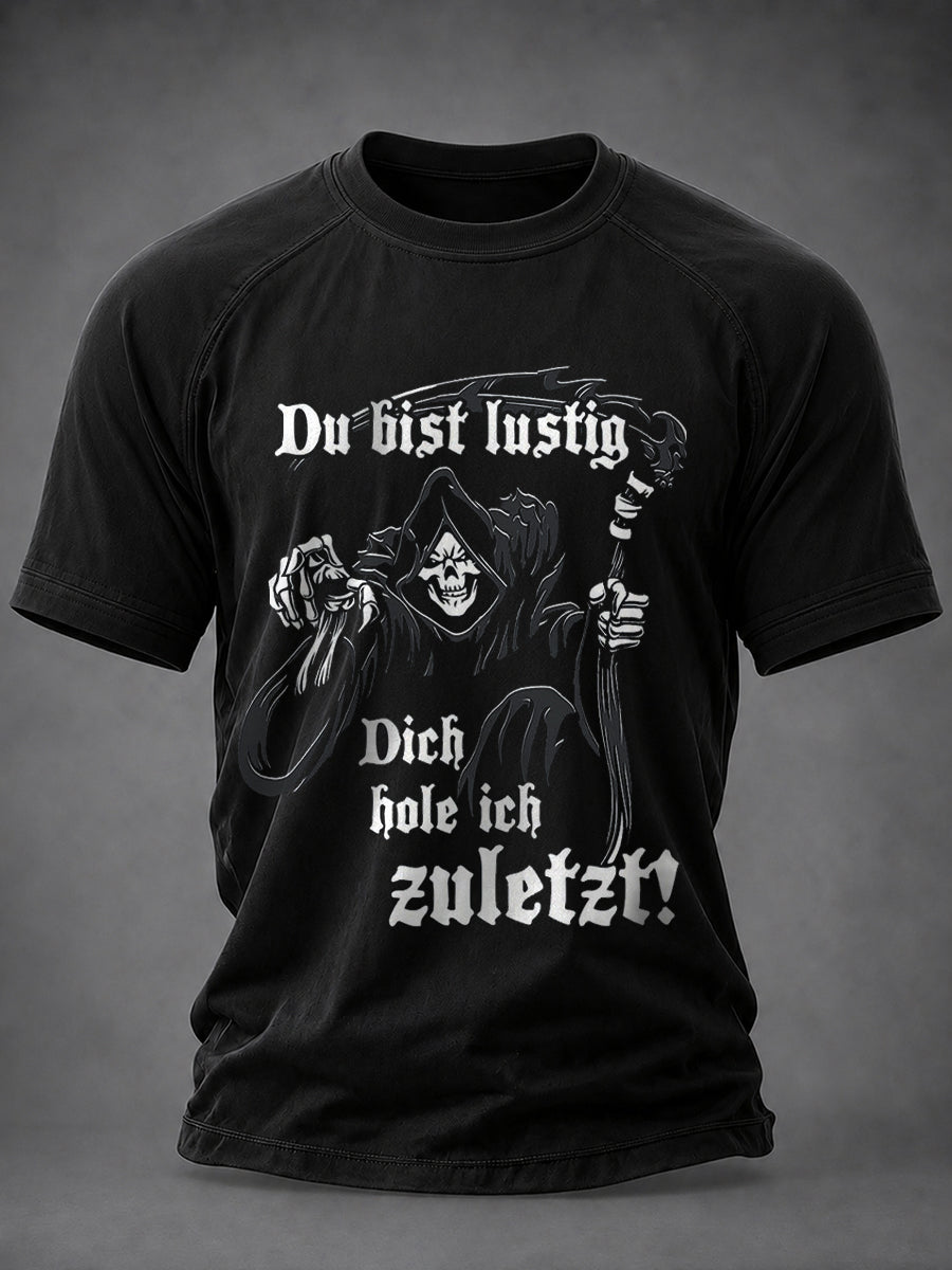 Herren-Funny-T-Shirt mit deutschem Spruch-Print