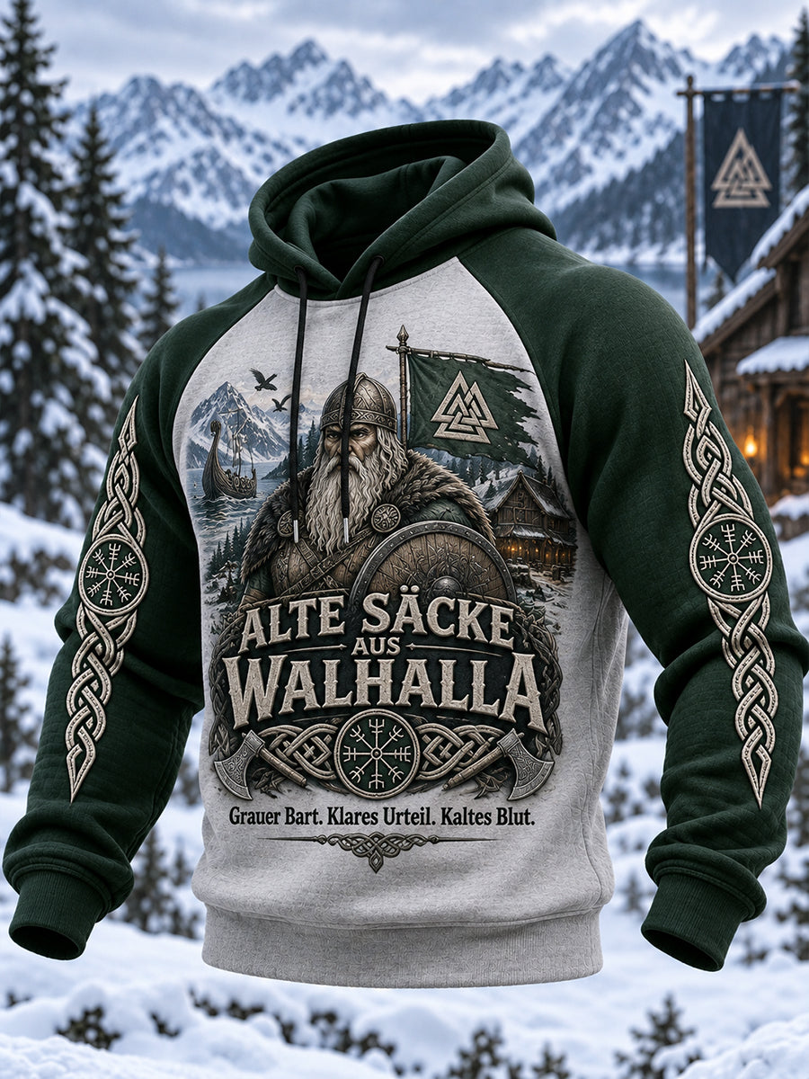 Herren-Raglan-Kapuzenpullover im Wikingerstil