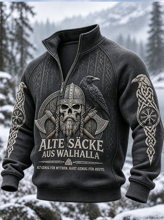 Herren-Sweatshirt im Viking-Stil mit Reiß verschluss