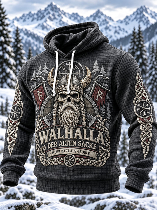 Herren-Kapuzenpullover aus Baumwolle im vielseitigen Schottenmuster im Wikingerstil
