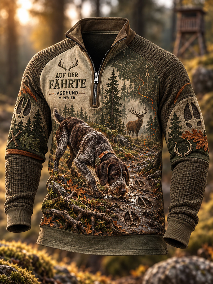 Herren Deutsche Jagd saison Half-Zip Stand Kragen Sweatshirt