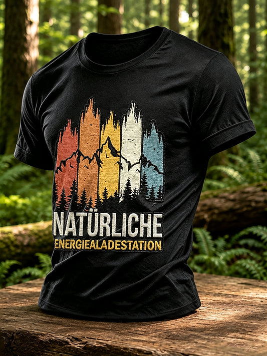 Herren-T-Shirt mit Outdoor- und Naturmotiv – Waldgrafik