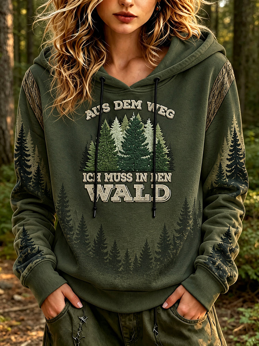 Damen-Hoodie mit Outdoor- und Naturmotiv im Waldstil