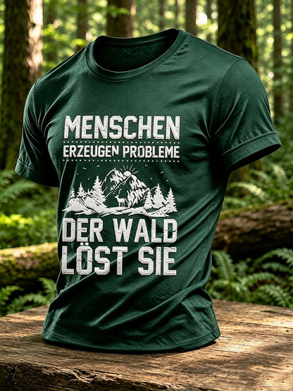 Herren-T-Shirt mit Outdoor- und Naturmotiv – Waldgrafik