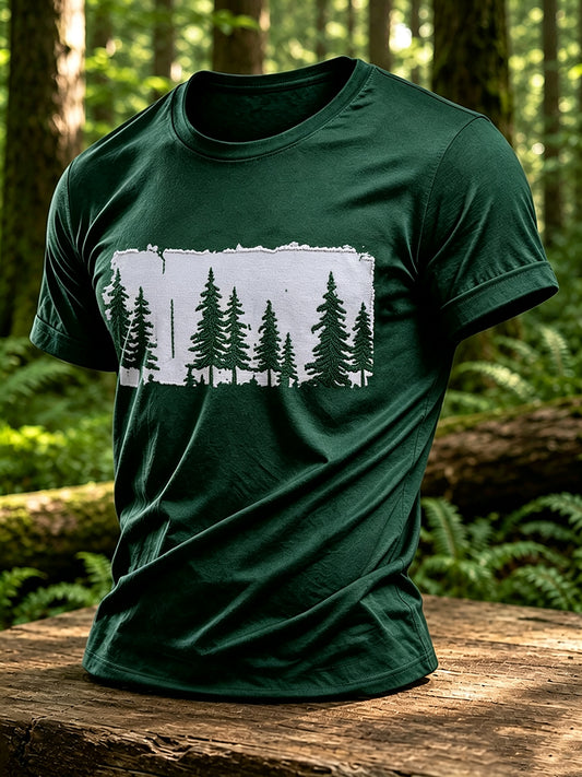 Herren-T-Shirt mit Outdoor- und Naturmotiv – Waldgrafik