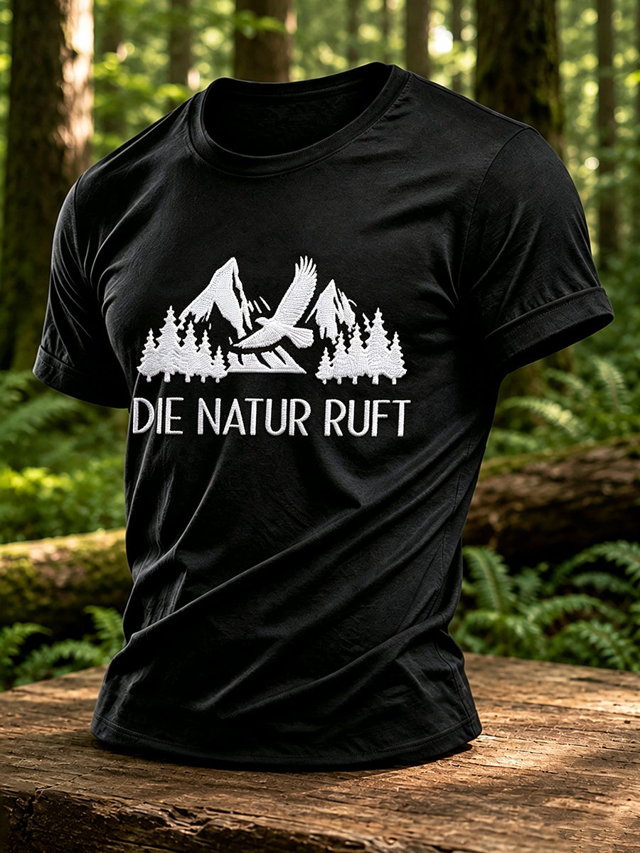Herren-T-Shirt mit Outdoor- und Naturmotiv – Waldgrafik