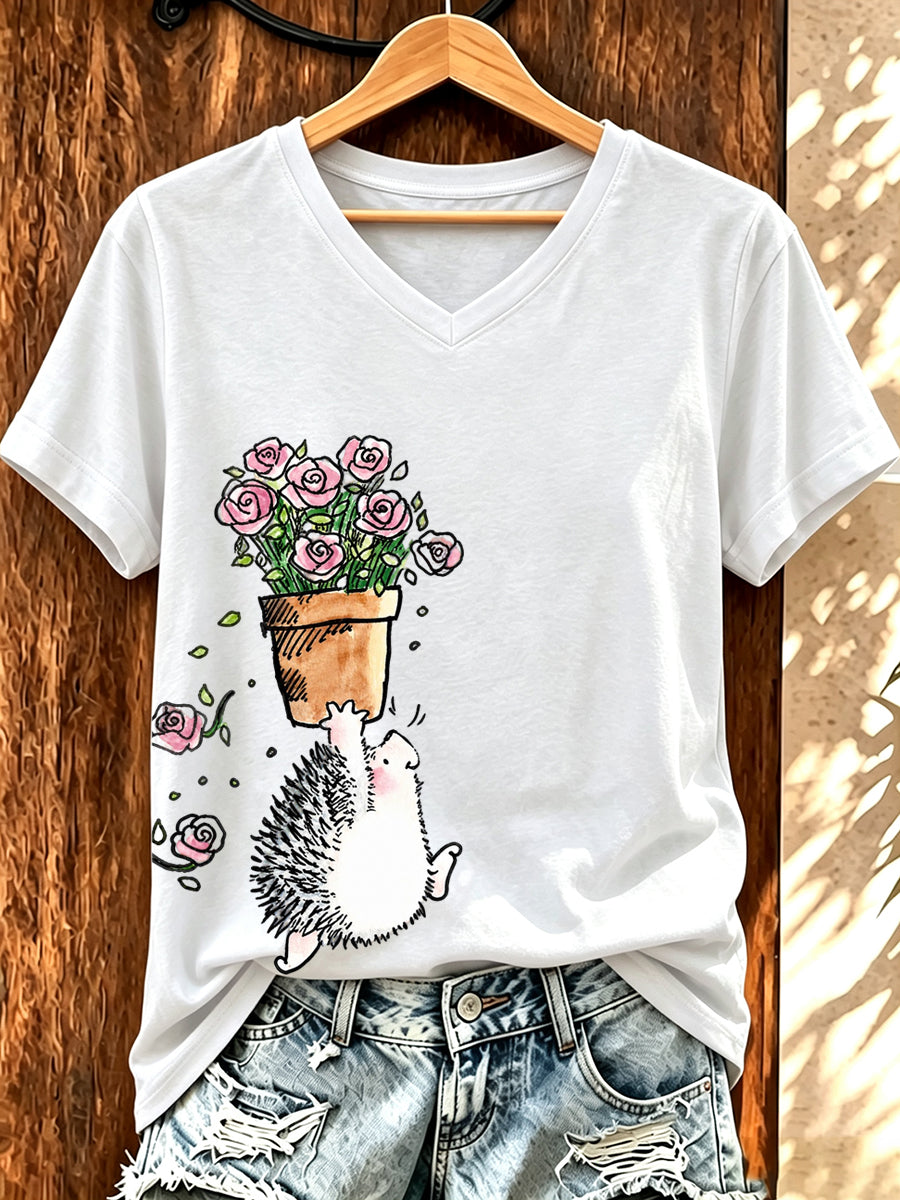 Lustiges T-Shirt für Damen mit Igel-Print