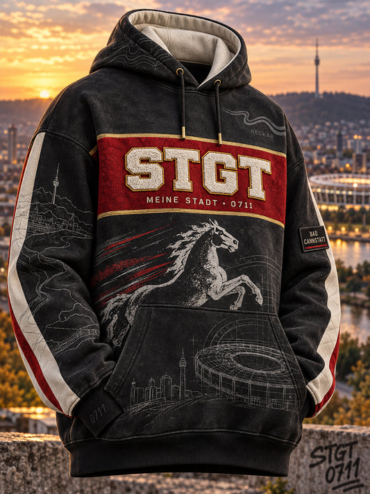 Herren-Oversize-Kapuzenpullover mit abfallenden Schultern und Taschen
