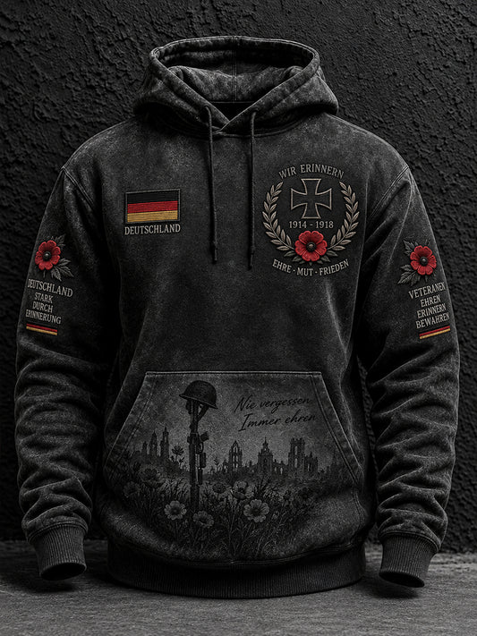 Herren-Kapuzenpullover mit langen Ärmeln und Aufdruck zum Gedenken an die Veteranen