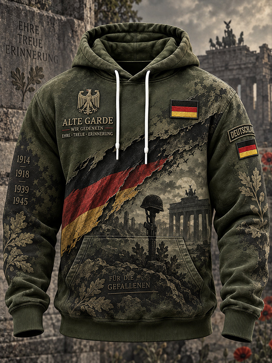 Herren-Kapuzenpullover mit langen Ärmeln und Aufdruck zum Gedenken an Veteranen
