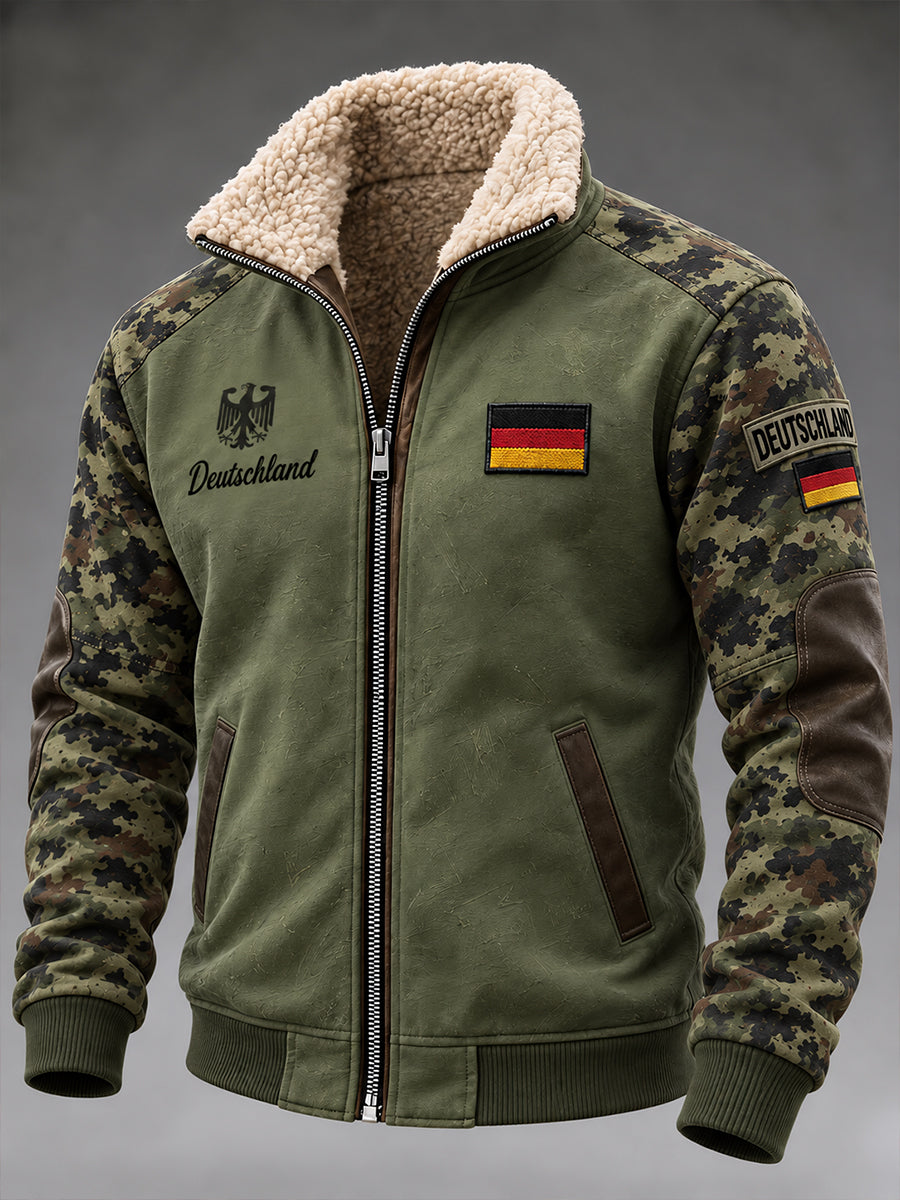 Herren Veteran Memorial Grafik druck Mock-Neck-Jacke mit Reiß verschluss