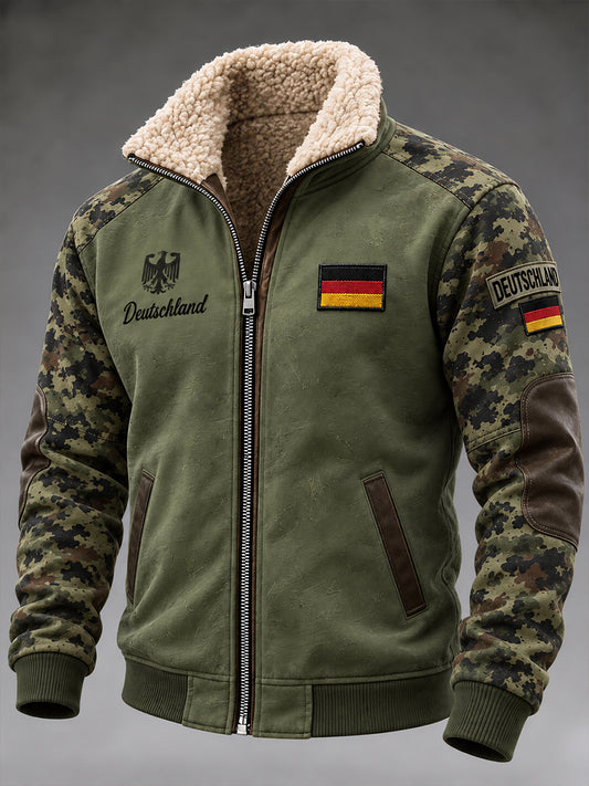 Herren Veteran Memorial Grafik druck Mock-Neck-Jacke mit Reiß verschluss