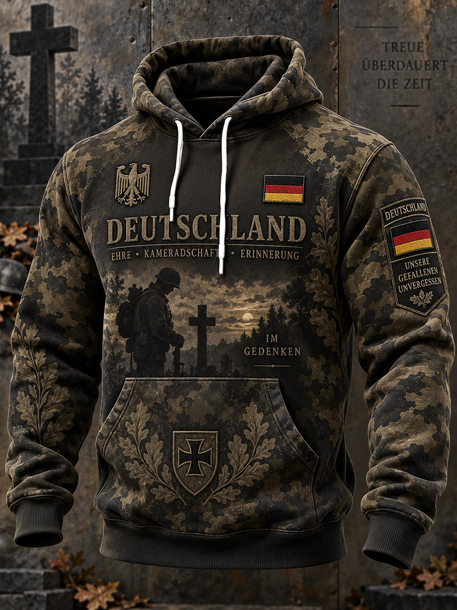 Herren-Kapuzenpullover mit langen Ärmeln und Aufdruck zum Gedenken an Veteranen