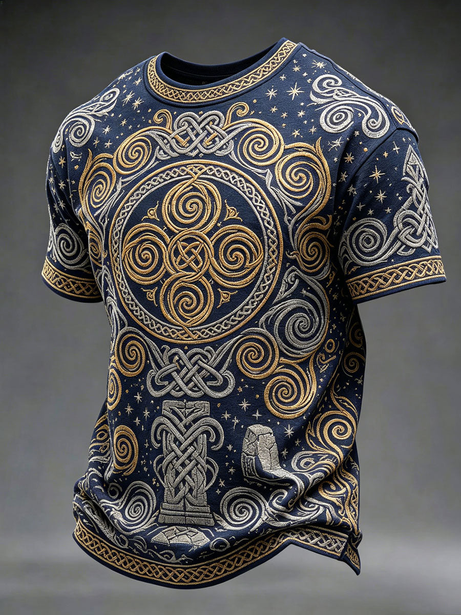 Herren-Casual-T-Shirt mit keltischem Muster