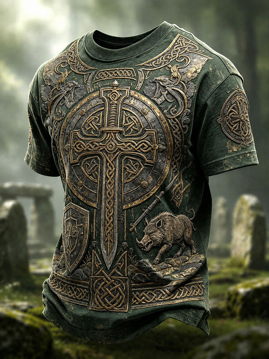 Herren-Casual-T-Shirt mit keltischem Muster
