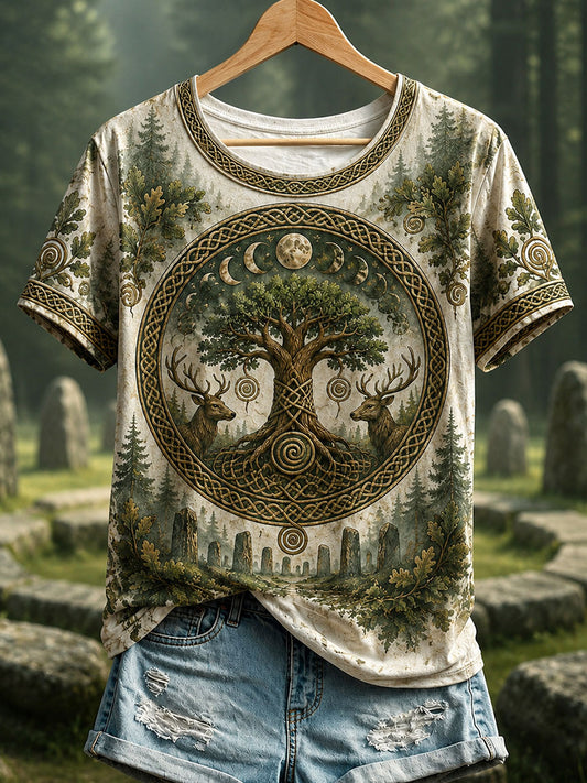 Kasual-T-Shirt für Damen mit keltischem Muster