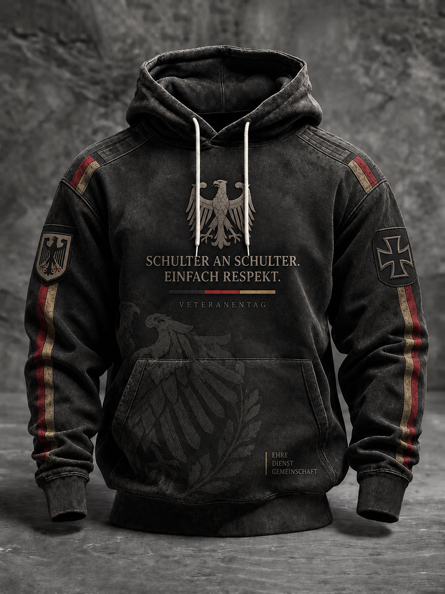 Herren-Volkstrauertag-Kapuzenpullover in Übergröße mit abfallenden Schultern und Taschen