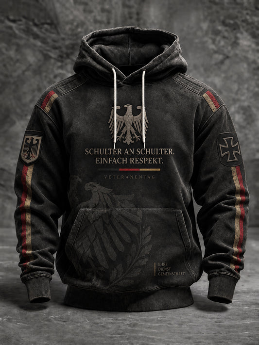 Herren-Volkstrauertag-Kapuzenpullover in Übergröße mit abfallenden Schultern und Taschen