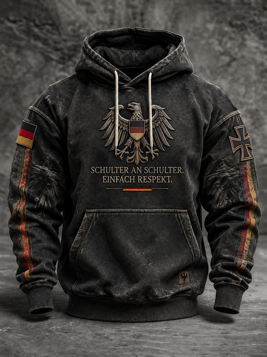 Herren-Volkstrauertag-Kapuzenpullover in Übergröße mit abfallenden Schultern und Taschen
